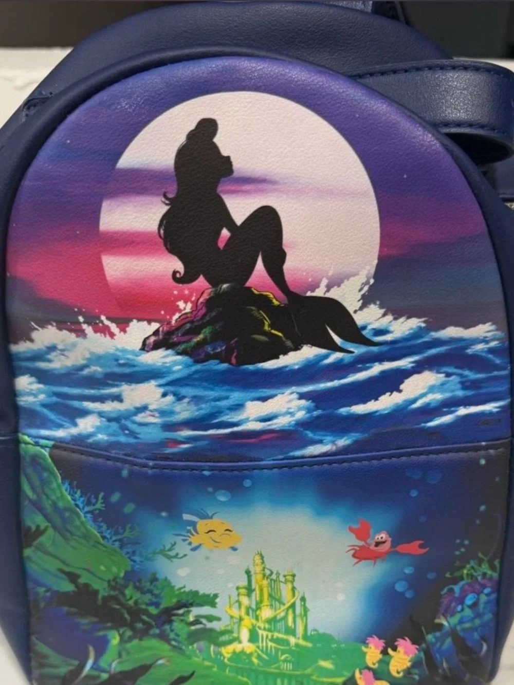 Loungefly The Little Mermaid Silhouette Ocean Mini Backpack in Navy & Multicolor
